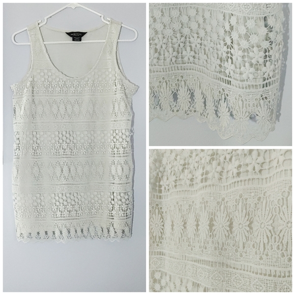 Michel Studio White Lace Layered Tank - Picture 1 of 9
